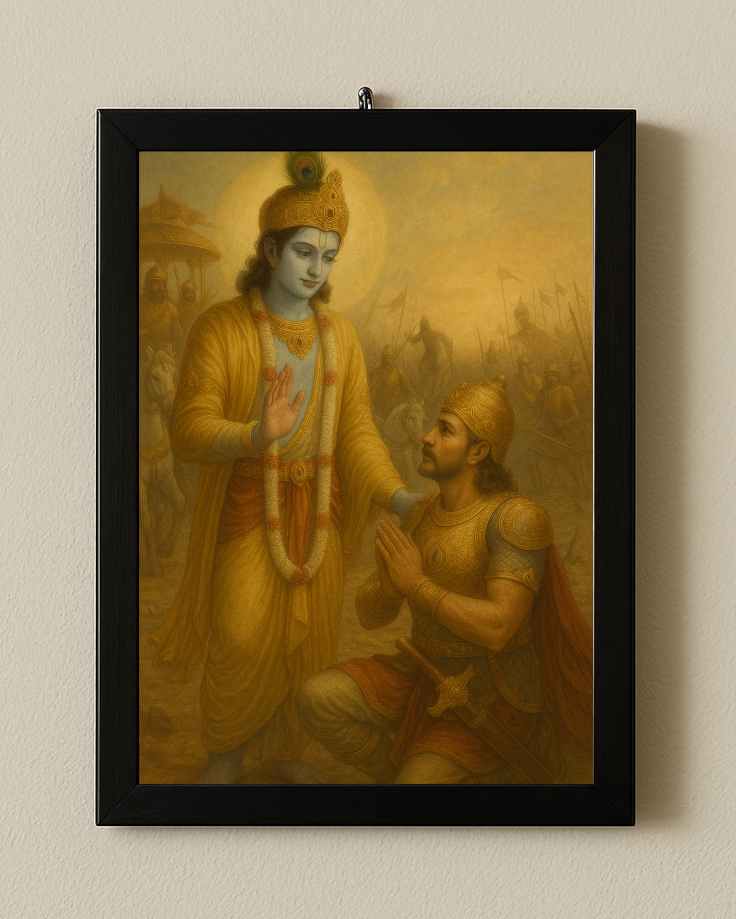 Bhagavad Gita Divine Guidance - Krishna & Arjuna Framed Art Print