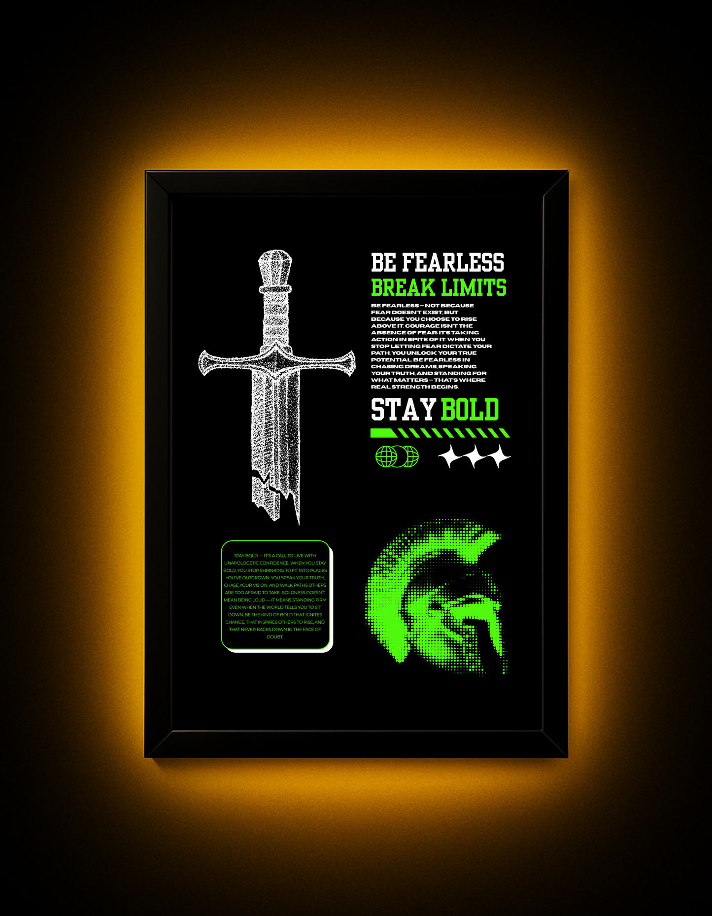 Stay Bold – Spartan-Themed Motivational Wall Art (A4, 3 Color Variants)