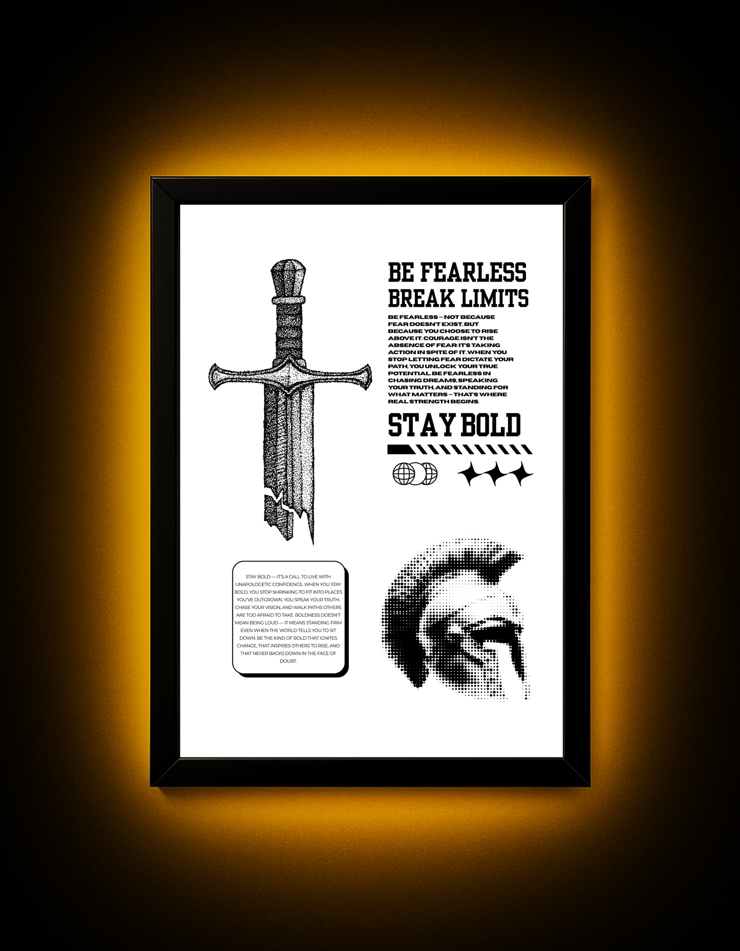 Stay Bold – Spartan-Themed Motivational Wall Art (A4, 3 Color Variants)