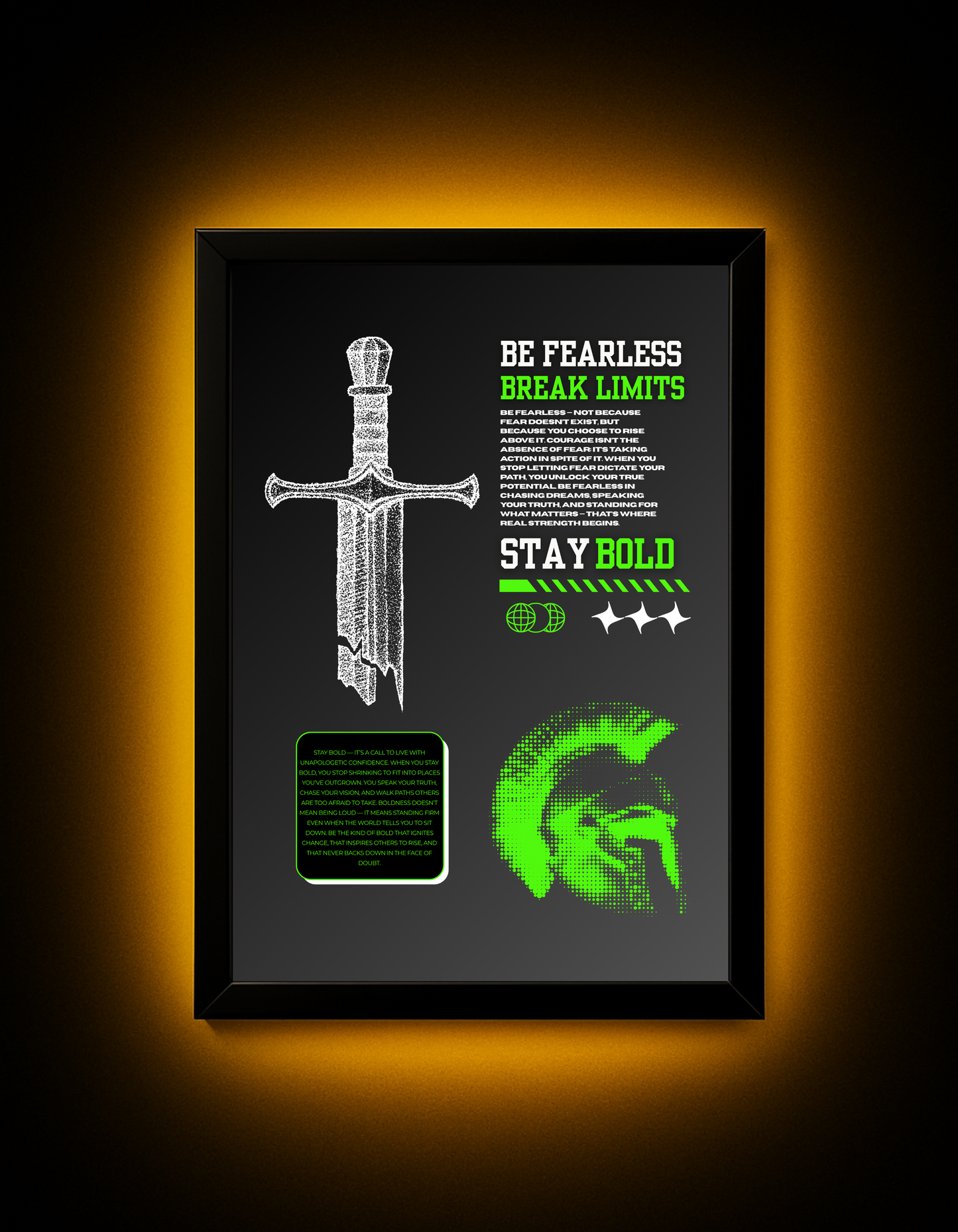 Stay Bold – Spartan-Themed Motivational Wall Art (A4, 3 Color Variants)